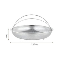 Silberner Edelstahl-Siebkorb mit Griffen, 25,5 cm Durchmesser, Küchensieb, Abtropfsieb.