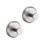 Zwei runde Edelstahl-Wandhaken, modern, silber, für Badezimmer oder Küche.