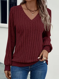 Damen Strickpullover mit V-Ausschnitt und langen Ärmeln – Amira
