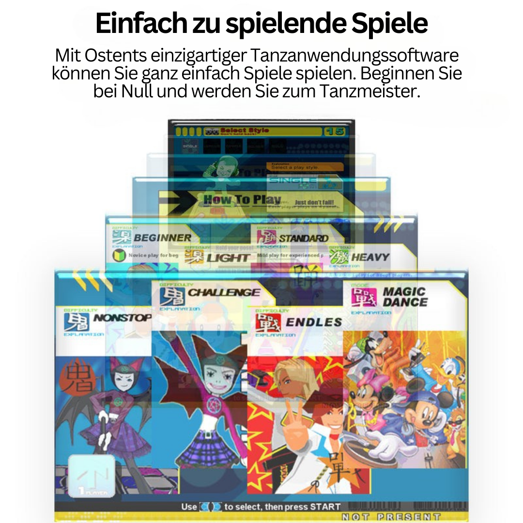 Tanzspiel-Software GroovePlay5, farbenfrohe Benutzeroberfläche, Anfänger bis Experte, Ostents.