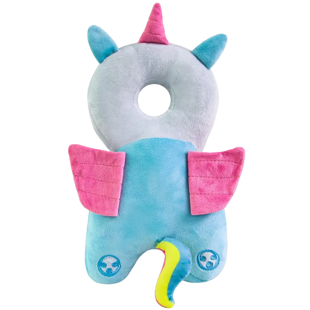 Plüsch-Einhorn-Kissen für Babys, blau-rosa, ergonomisch, Nackenschutz, weich, niedlich