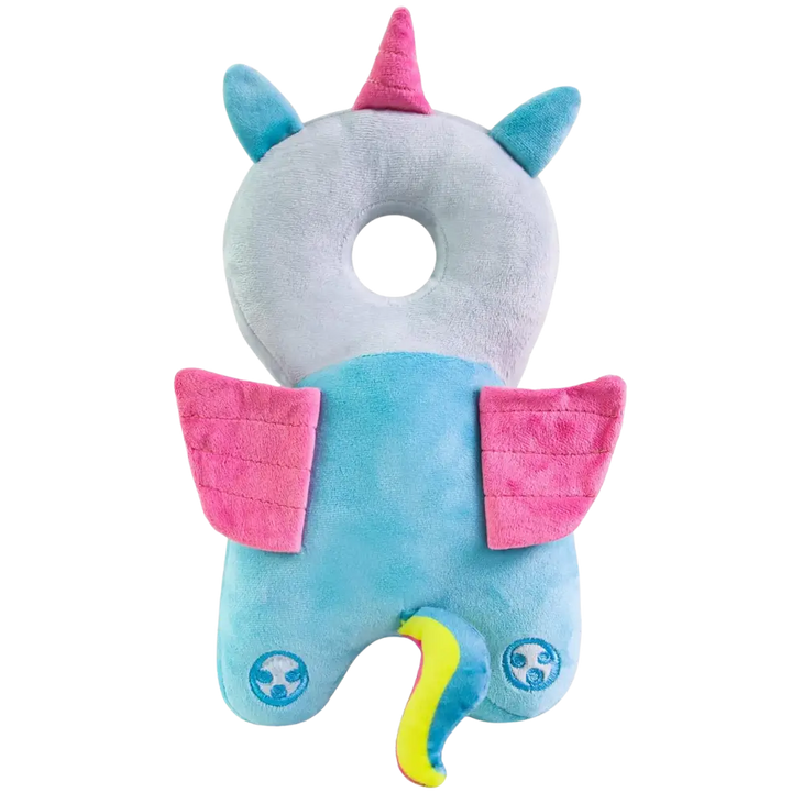 Plüsch-Einhorn-Kissen für Babys, blau-rosa, ergonomisch, Nackenschutz, weich, niedlich
