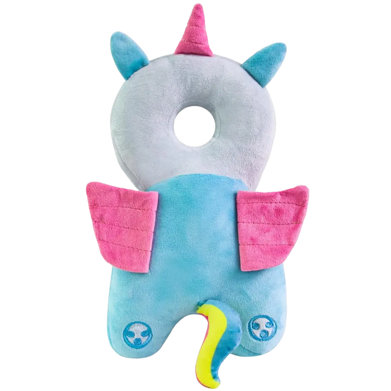 Plüsch-Einhorn-Kissen für Babys, blau-rosa, ergonomisch, Nackenschutz, weich, niedlich