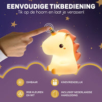 Nachtlicht Einhorn LED, dimmbar, RGB-Farben, kinderfreundlich, inkl. Anleitung, gelb-orange.