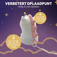 Einhorn Nachtlicht Kinder, LED, wiederaufladbar, weiß, rosa Mähne, USB-Anschluss.