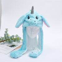 Plüsch Einhorn Mütze blau, Kinder Wintermütze mit Ohren, niedliches Design, Geschenkidee.