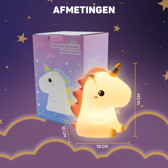 Einhorn Nachtlicht aus Silikon, LED, 14 cm, Kinderzimmer Deko, warmweiß leuchtend.