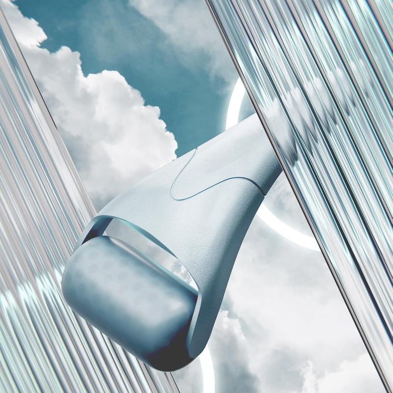 Eisroller für Gesichtsmassage, blau, ergonomisch, Hautpflege, Anti-Aging, Wellness-Tool.