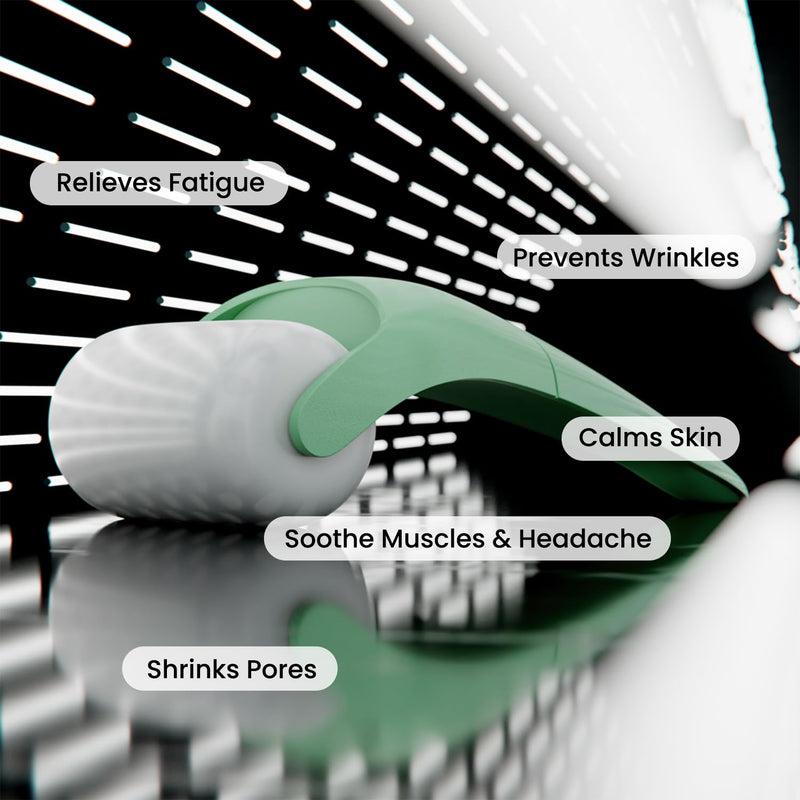 Grüner Gesichtsmassage-Roller, lindert Müdigkeit, beruhigt Haut, reduziert Falten, verkleinert Poren.