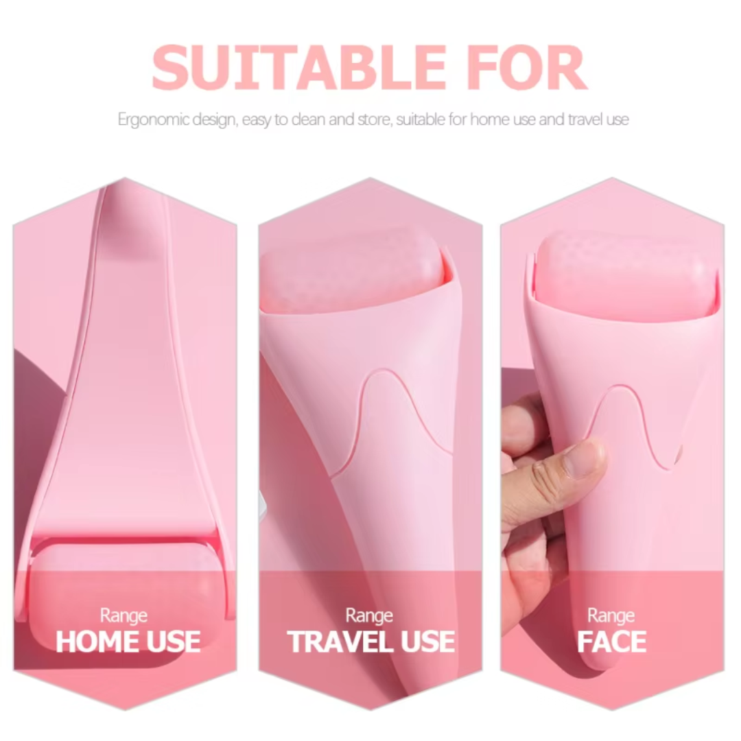 Rosa Gesichtsroller, ergonomisch, für Zuhause und Reisen, Hautpflege, einfach zu reinigen.
