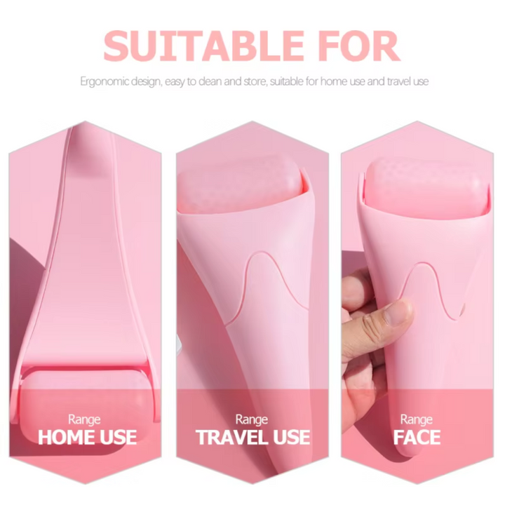 Rosa Gesichtsroller, ergonomisch, für Zuhause und Reisen, Hautpflege, einfach zu reinigen.