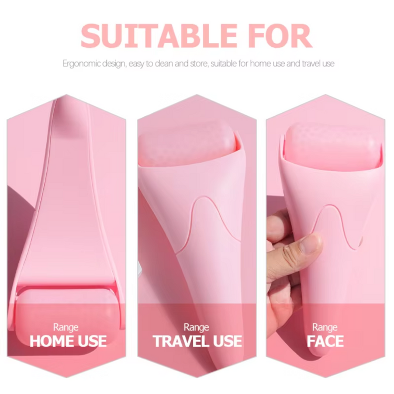 Rosa Gesichtsroller, ergonomisch, für Zuhause und Reisen, Hautpflege, einfach zu reinigen.