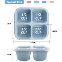 Blauer Silikon-Eiswürfelbehälter, 4 Fächer, 1/2 Tasse, BPA-frei, stapelbar, 6,7x6,1 Zoll