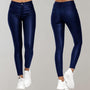 Damenhose blau, elegant, bequem, Skinny-Fit, Jeans-Optik, Freizeitmode, elastisch.