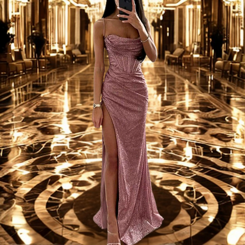 Elegantes Satin-Abendkleid mit Herz-Ausschnitt – Aurora