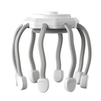 Elektrischer Kopfhaut-Massager, weiß, graue Silikonarme, Stressabbau, Haarstimulation.