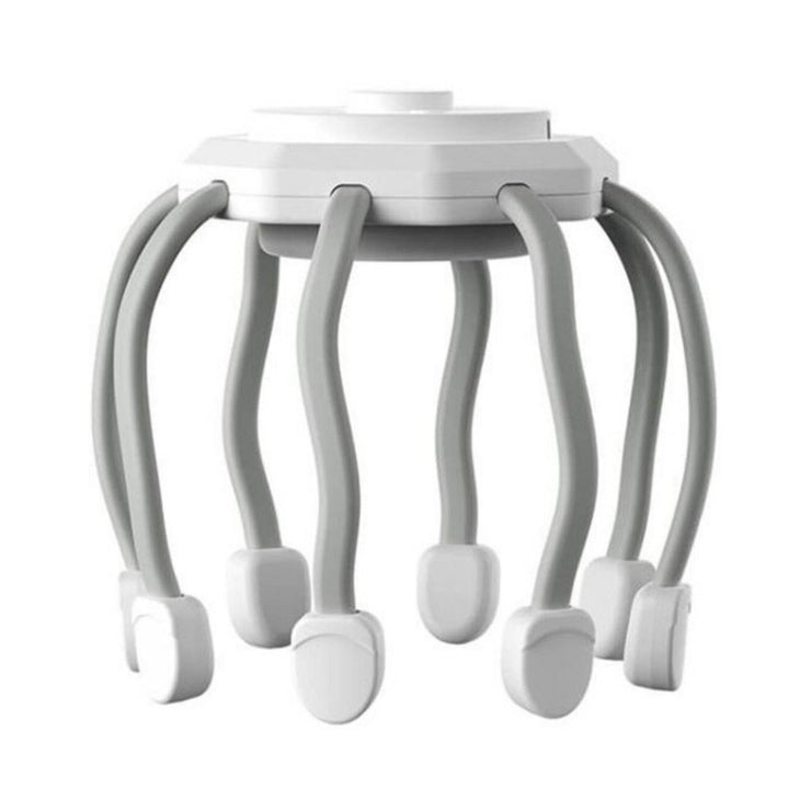 Elektrischer Kopfhaut-Massager, weiß, Silikon, stressabbauend, Haarstimulation, handfrei.