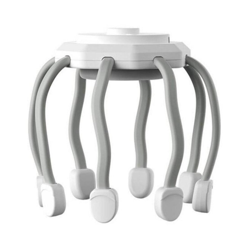 Elektrischer Kopfhaut-Massager, weiß, Silikon, stressabbauend, Haarstimulation, handfrei.