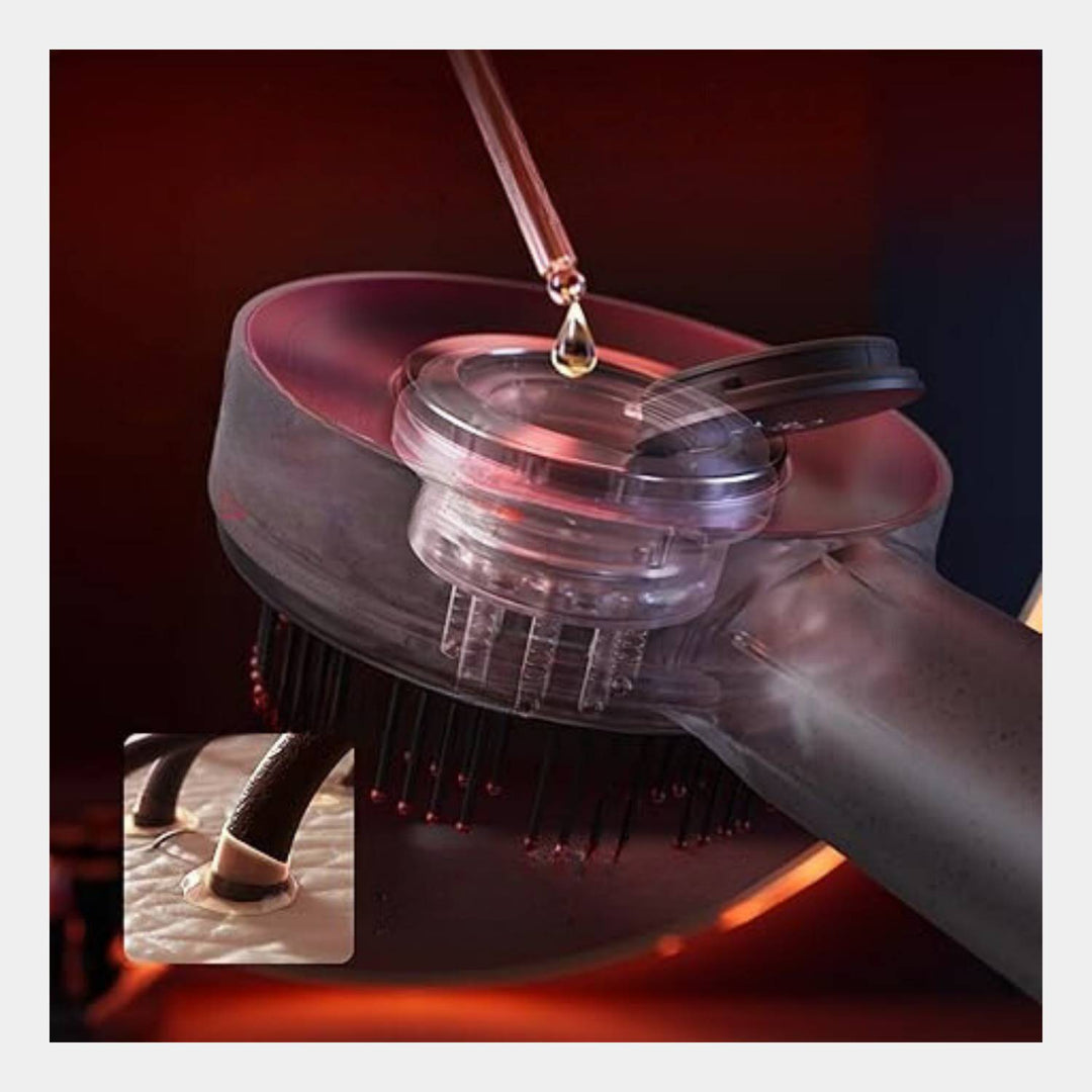 Elektrische Kopfhaut-Massagebürste mit LED-Lichttherapie, Entspannungsgerät, schwarz.