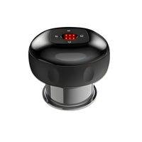 Schwarzes elektrisches Massagegerät mit LED-Anzeige, tragbar, kabellos, Muskelentspannung.