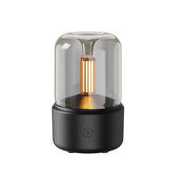 Schwarzer elektrischer Aromatherapie-Diffuser mit Glaskuppel und LED-Licht, modern und stilvoll.