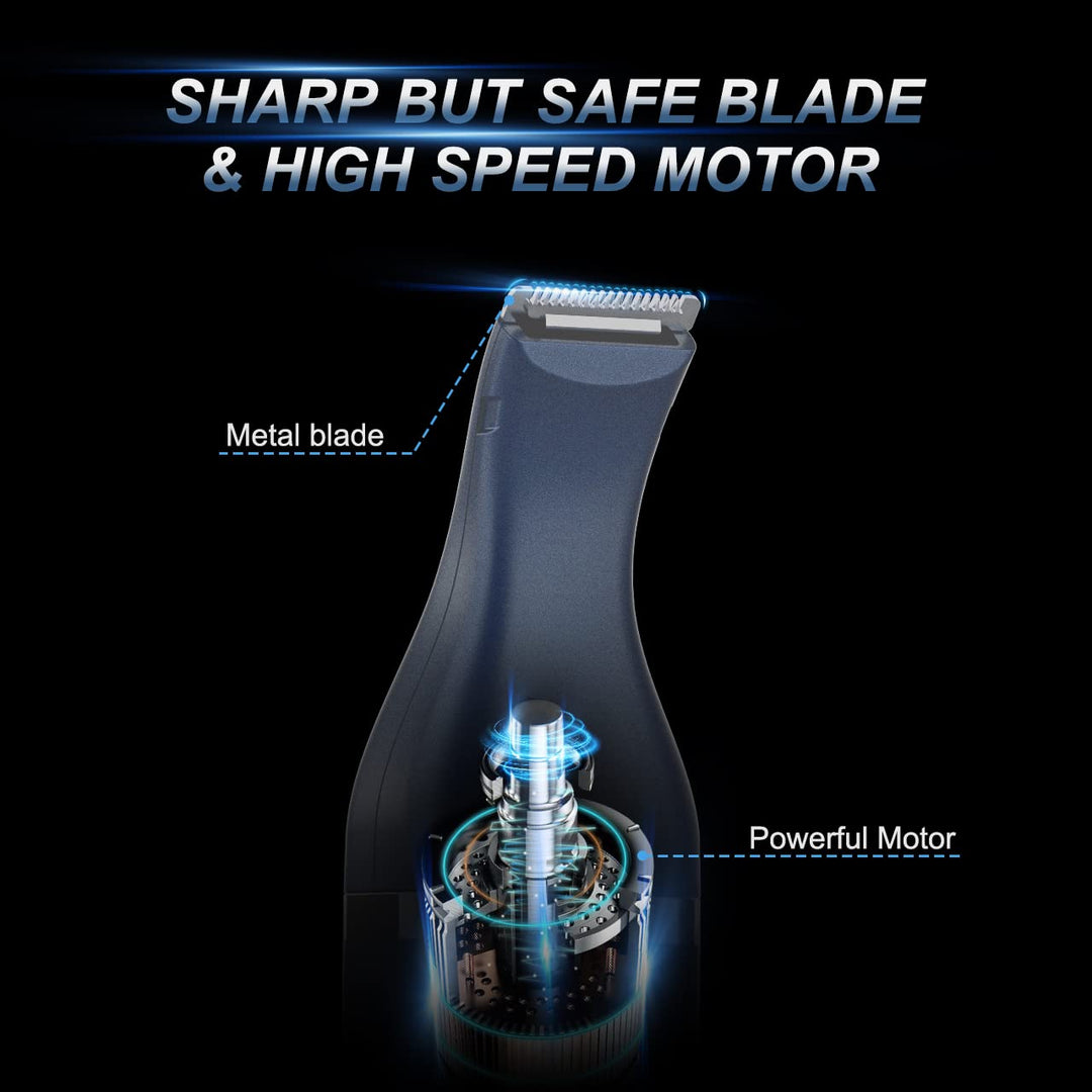 Elektrischer Haarschneider mit Metallklinge und leistungsstarkem Motor, schwarz.