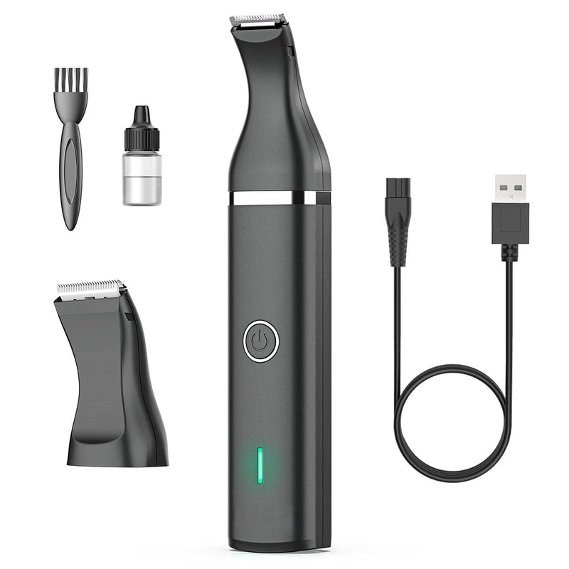 Elektrischer Nasenhaarschneider Set, schwarz, USB-aufladbar, mit Zubehör.