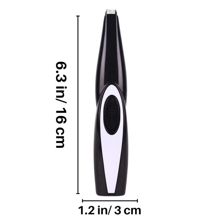 Schwarzer elektrischer Haarschneider, 16 cm, ergonomisches Design, kabellos, präzise Klingen.