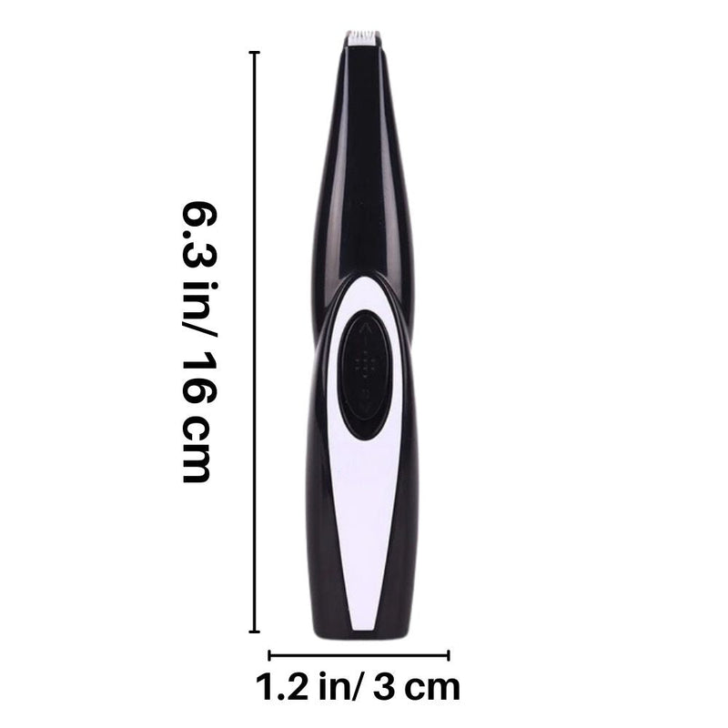 Schwarzer elektrischer Haarschneider, 16 cm, ergonomisches Design, kabellos, präzise Klingen.