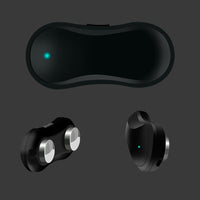 Schwarzes EMS-Massagegerät, tragbar, kabellos, mit LED-Anzeige, für Muskelentspannung.