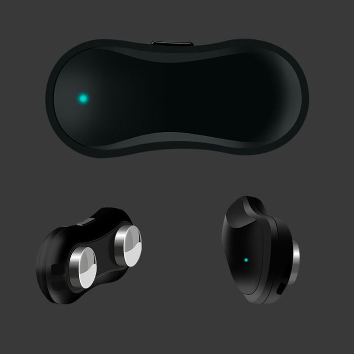 Schwarzes EMS-Massagegerät, tragbar, kabellos, mit LED-Anzeige, für Muskelentspannung.