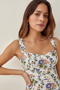 Bedrucktes Auslaufendes Midi-Kleid mit Trägern – Norelle