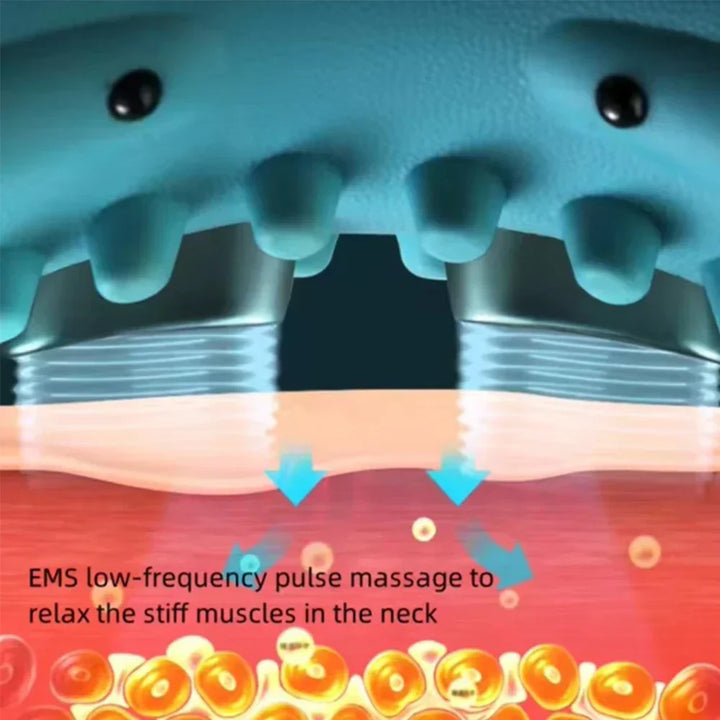 EMS Nackenmassagegerät, blau, zur Muskelentspannung, niedrige Frequenz, schmerzlindernd.