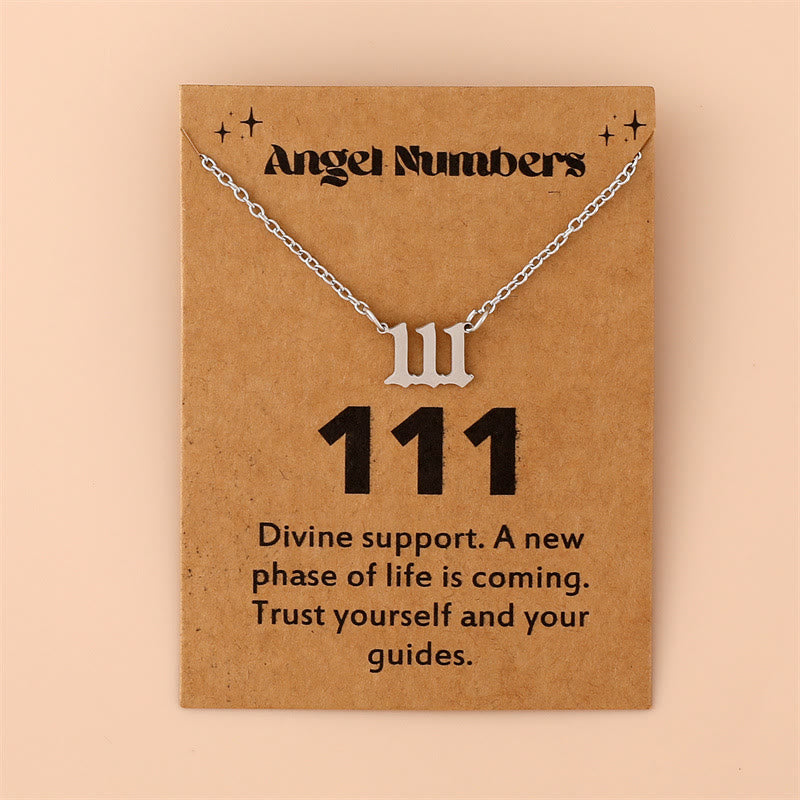 Silberne Halskette mit "111" Anhänger, Engelszahlen, spiritueller Schmuck, Geschenkidee.