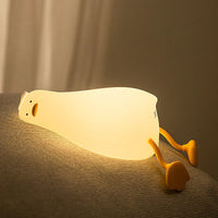 Gelbe Entenlampe aus Kunststoff, LED-Nachtlicht, Kinderzimmer-Dekoration, warmes Licht.