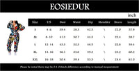 Damen Jumpsuit, buntes geometrisches Muster, langarm, Größen S-XXL, EOSIEDUR