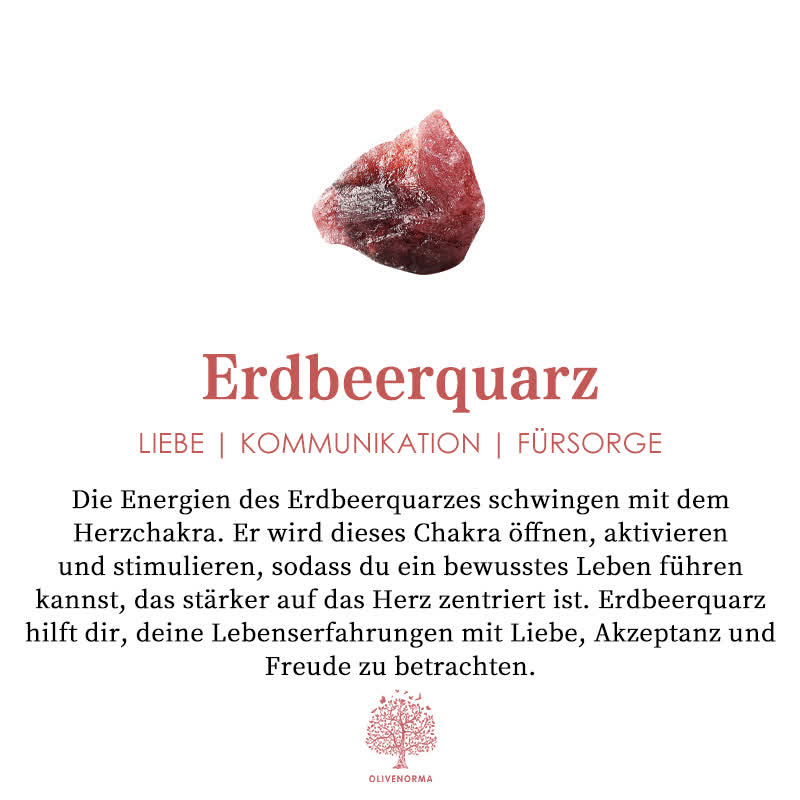 Roter Erdbeerquarz, Herzchakra, Liebe, Kommunikation, Fürsorge, spiritueller Heilstein.