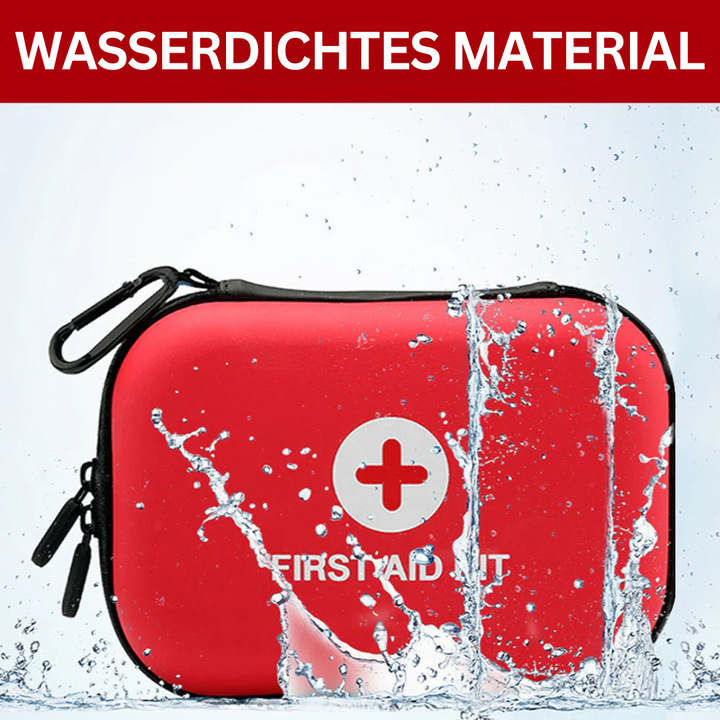 Wasserdichtes Erste-Hilfe-Set, rot, mit Reißverschluss, robustes Material, tragbar.