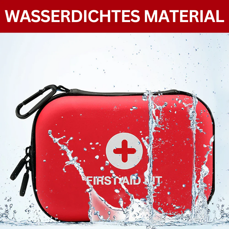 Wasserdichtes Erste-Hilfe-Set, rot, mit Reißverschluss, robustes Material, tragbar.