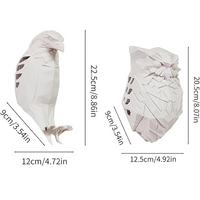 Papiermodell Eule und Falke, weiß, 3D-Dekoration, DIY-Bastelset, Wanddekoration, 22,5cm hoch.