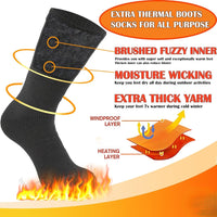 Schwarze Thermosocken mit gebürstetem Futter, feuchtigkeitsableitend, extra dick, winddicht.