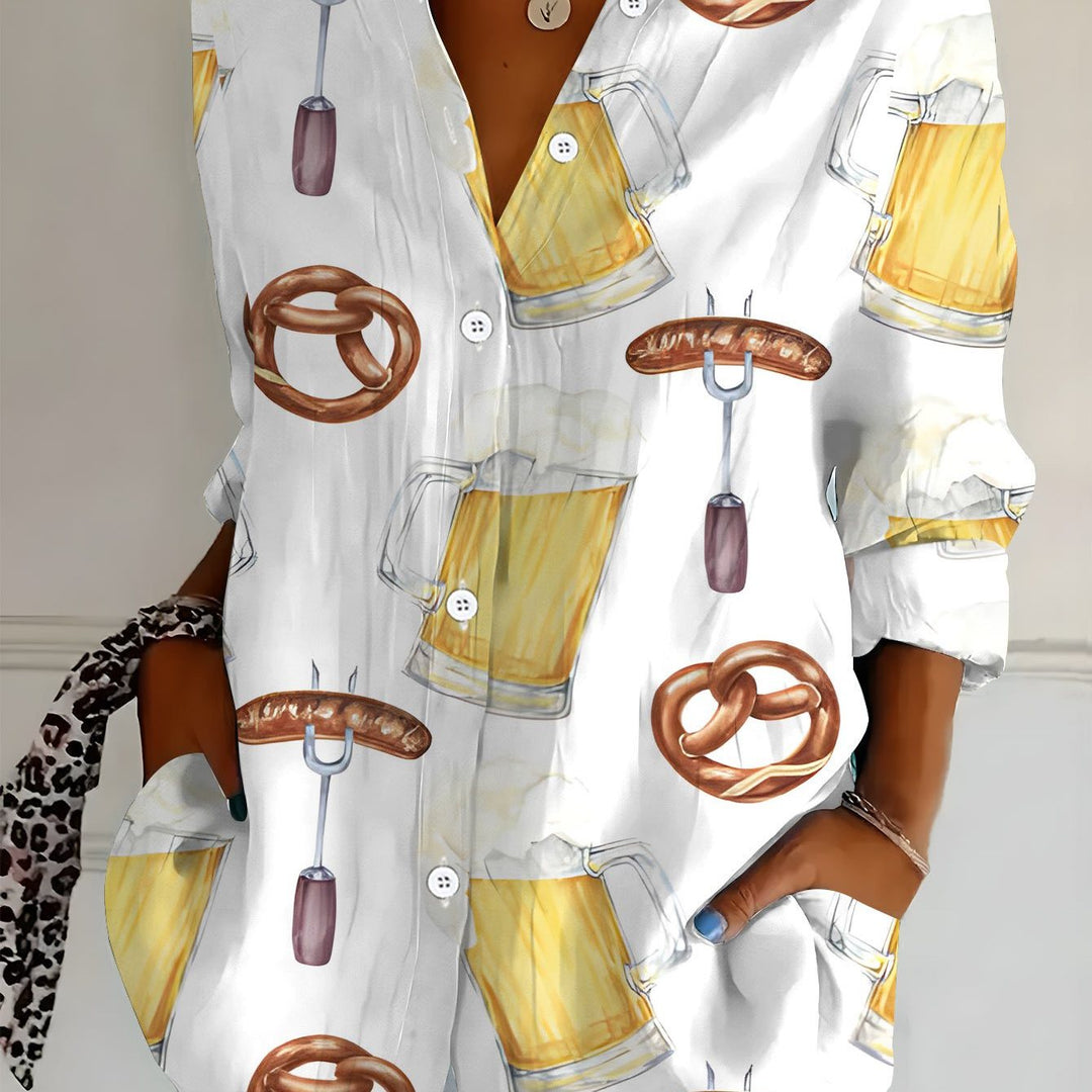 Damen Plus Size Bluse mit All-Over-Print – Greta Oktoberfest 2025