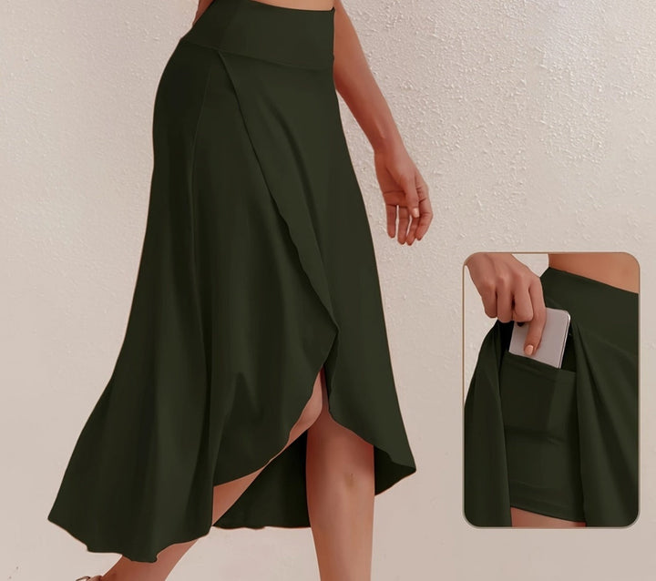 Herbstlich sportlicher Rock mit hoher Taille und asymmetrischem Schnitt – Alexia