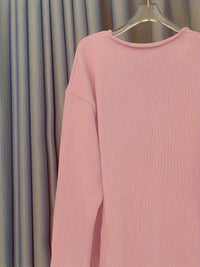 Damen Oversize-Pullover mit V-Ausschnitt & Muster – Alenia