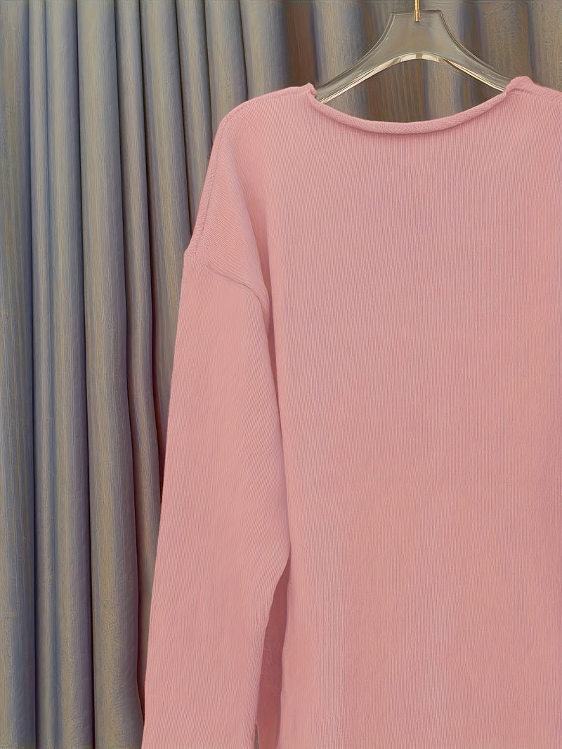 Damen Oversize-Pullover mit V-Ausschnitt & Muster – Alenia