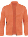 Orange Herren-Sweatjacke, Reißverschluss, Baumwolle, Freizeitmode, sportlich, bequem.