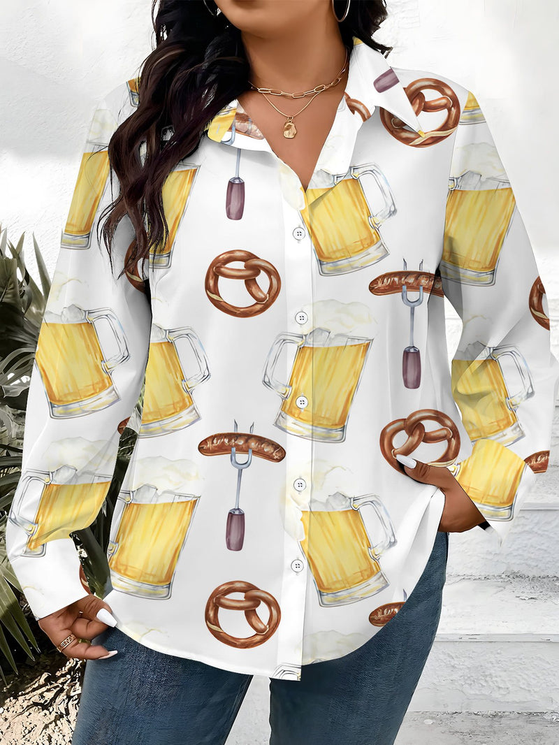 Damen Plus Size Bluse mit All-Over-Print – Greta Oktoberfest 2025