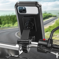 Smartphone-Halterung Fahrrad, schwarz, robust, verstellbar, für sicheres Navigieren unterwegs.
