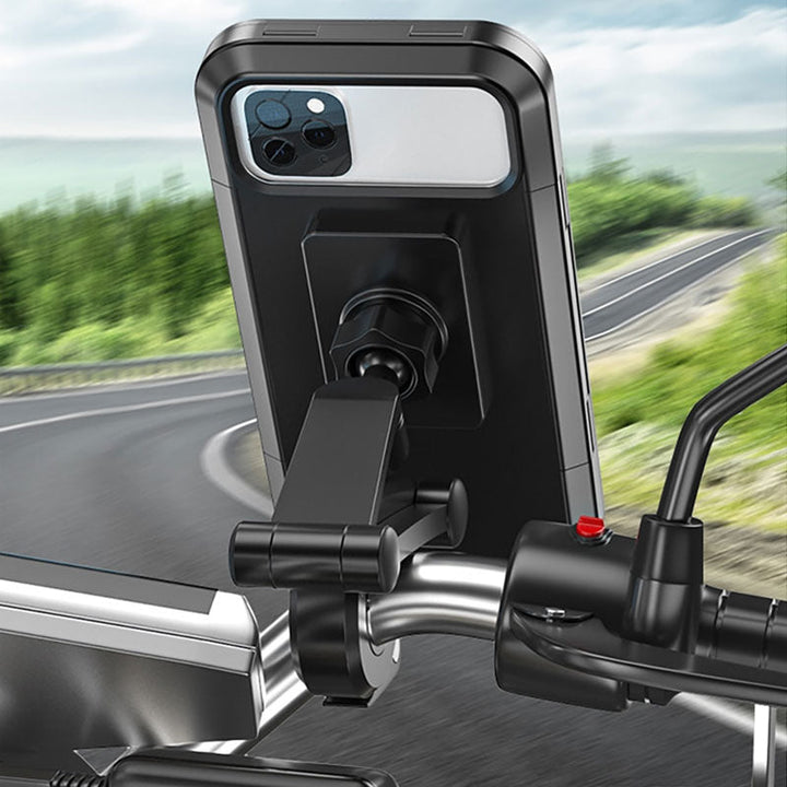 Smartphone-Halterung Fahrrad, schwarz, robust, verstellbar, für sicheres Navigieren unterwegs.