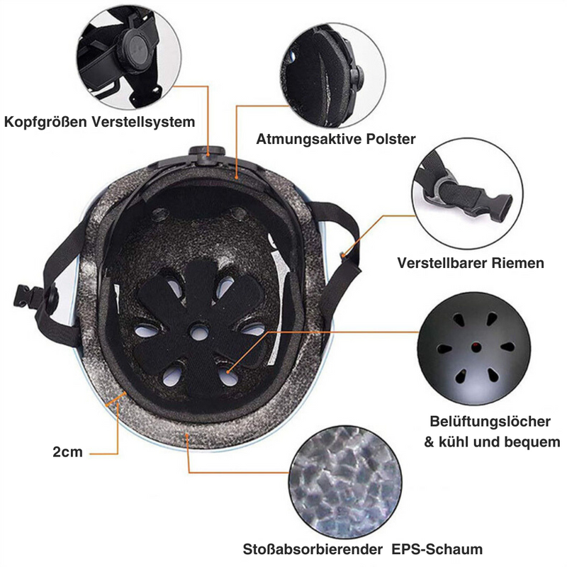 Schwarzer Fahrradhelm mit verstellbarem Riemen, Belüftungslöchern, stoßabsorbierendem EPS-Schaum.